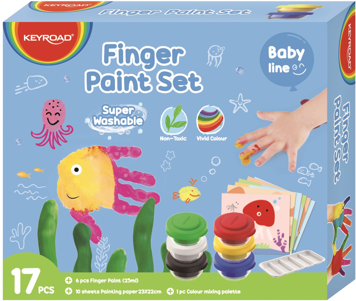 FINGER PAINT Estuche 6 botes 125 ml pintura de dedos colores surtidos