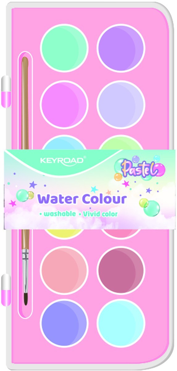 Caja de Acuarelas con 12 Colores Pastel KEYROAD